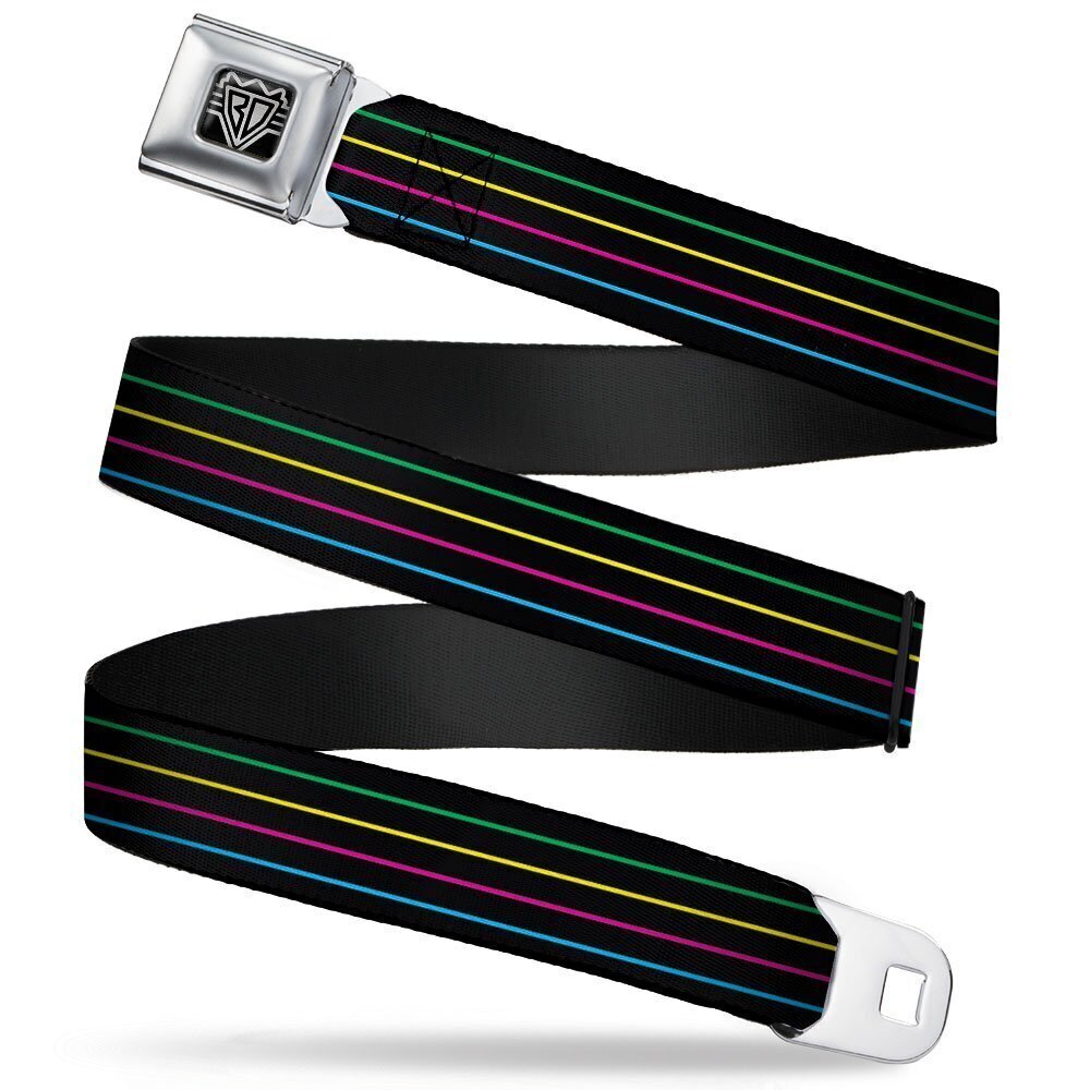 7490 Seatbelt Belt - Pinstripes Black/Multi Color - 1.0" Wide - 20-36